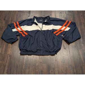 Vintage Winners Jacket Mens Large Navy Orange Striped Windbreaker Full Zip 90s